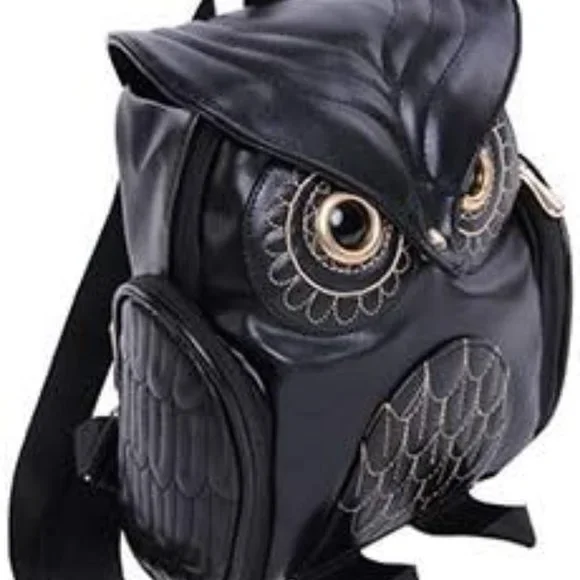 NWT Faux Leather Owl Embroidered Backpack School Bag Waterproof Lightweight cute - Picture 4 of 5